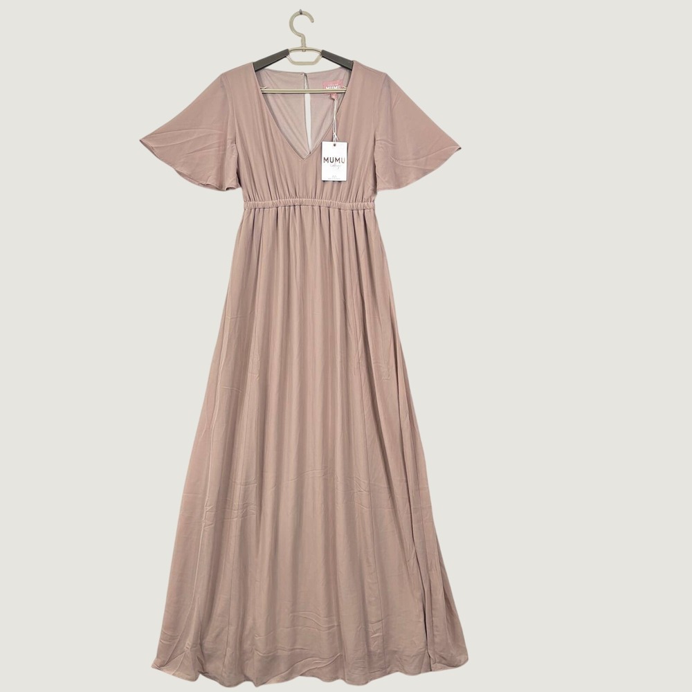 Show Me Your Mumu Emily Empire Maxi Dress Small Bridesmaid Prom Flutter Sleeve